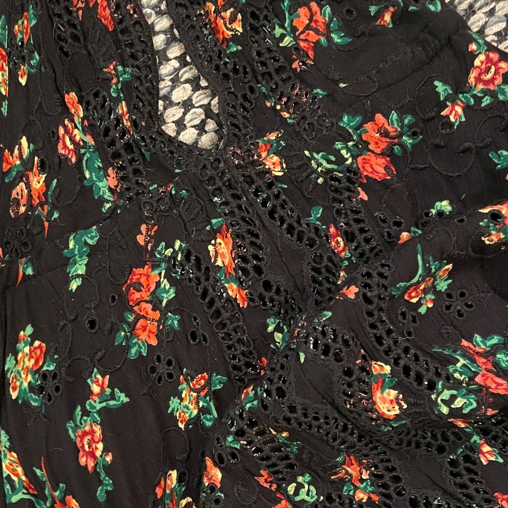 Free People Black Dress with Vibrant Floral Accents